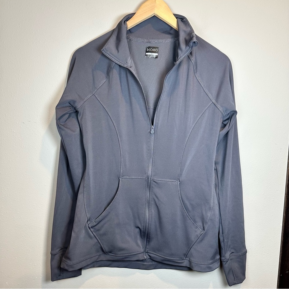 Skora Gray Performance Athletic Outdoor Workout Run Lightweight Zip-Up Jacket